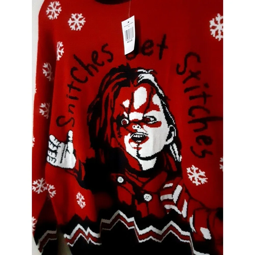 NWT CHUCKY SNITCHES GET STITCHES Holiday Christmas SWEATER SIZE M